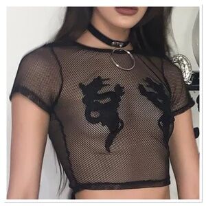 CURRENT MOOD FEEL MY WRATH FISHNET TOP Sz XXL FITS LIKE A MEDIUM NWT